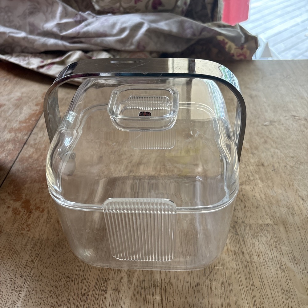 Vintage Guzzini Cube Ice Bucket with Handle - NO TONGS